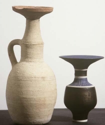 Greco-Roman Vessel and Lucie Rie, bottle with flared rim, 1970s (C1265)